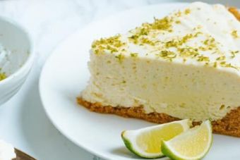 Sliced Key Lime Pie on White Ceramic Plate